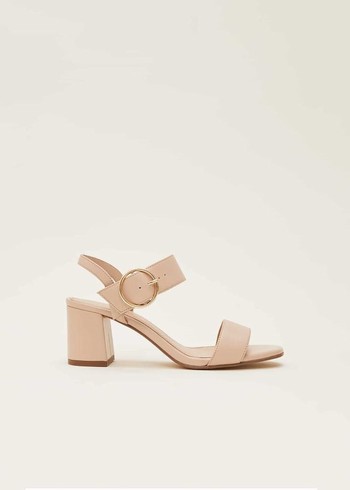 Phase Eight Leather Buckle Heels Beige Australia | TI3709624